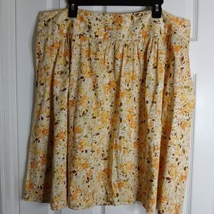 Evelyn Woman Butter Yellow All Over Print Floral 100% Cotton Summer Skirt Sz 18W